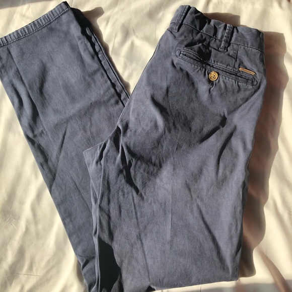 ❤️Massimo Dutti Blue/ Grey Chinos Slacks Pants 30 - Picture 7 of 8